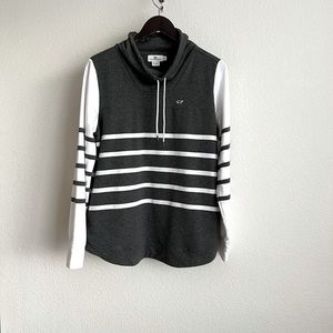 Gray and white striped Vineyard Vines pullover